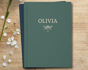 Dragonfly Journal with Name, Personalized Notebook, Custom Gift for Dragonfly Lover, Mindfulness Gift with Name, Personalized Journal
