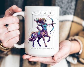 Sagittarius Zodiac Accent Coffee Mug, Horoscope Tea Cup, Astrology Gift, Personalized Sagittarius Birthday Gift, Zodiac Decor