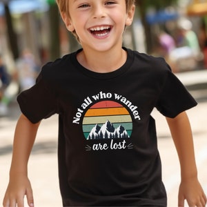 Homeschool t-shirt, unschooling shirt, not all who wander are lost tee, adventure shirt for kids outdoor t shirt, hiking shirt for kids.