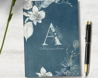 Personalized Journal, custom journal with name hardcover journal for woman custom gift for wife floral journal, bridesmaid gift with initial
