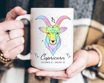 Capricorn Zodiac Large Coffee Mug, Horoscope Tea Cup, Astrology Gift, Constellation Drinkware, Personalized Capricorn Birthday Gift