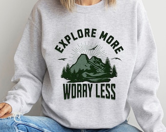 Outdoor adventure sweatshirt, forest sweatshirt, camping sweatshirt, pine trees sweatshirt, hiking shirt, travel gift, wilderness gift.