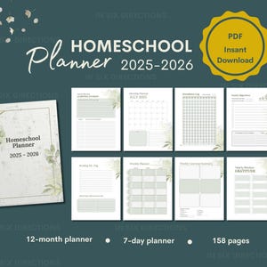 Printable Homeschool Planner, 2025-2026 Dated Homeschool  Log, Simple Unschooling Planner, PDF Homeschool Schedule and Lesson Planner
