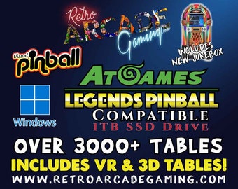 Virtual Pinball 3000 Titles! 1TB SSD! ALP Compatible W/ AtGames Legends Pinball & All Other Pinball Cabinets!