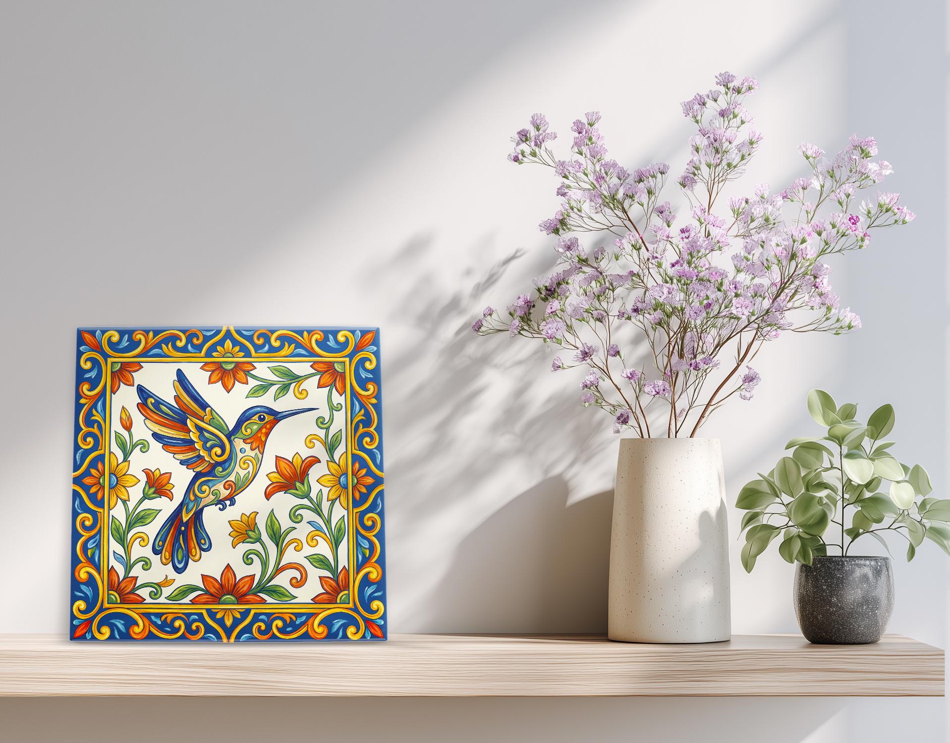 Hummingbird Tile Inlay Talavera Style Hummingbird Tile Design - Etsy