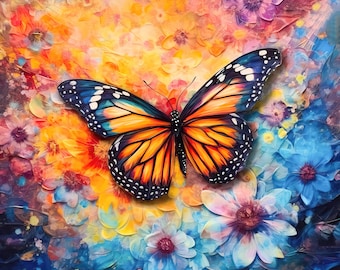 Colorful Butterfly Art on a on a 6x6, 8x8 (actual 7.8) or 12x12 (actual 11.8) inch Tile. Free Shipping in the USA.