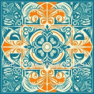 Decorative Ceramic Tile: Colorful Floral Design, Wall & Table Art