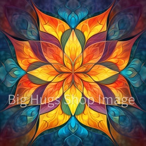 Abstract Fractal Flower Design on a 6x6, 8x8 (actual 7.8) or 12x12 (actual 11.8) inch Ceramic Tile. Free Shipping in the USA.