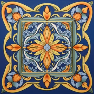 Art Nouveau Tile Art. Backsplash Series #1 on a 6x6, 8x8 (actual 7.8) or 12x12 (actual 11.8) inch Ceramic Tile.
