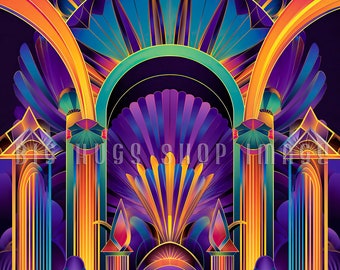 Art Deco Ceramic Tile: Vivid Hues Collection #12
