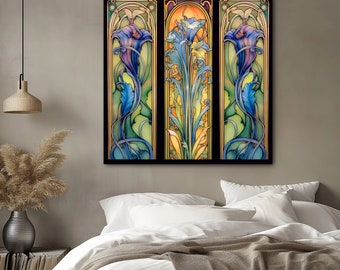 Art Deco Iris Flower Canvas Print: Roaring 20s Style