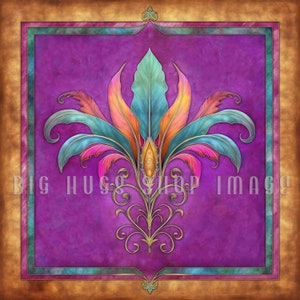 Art Deco Vivid Hues Collection, Tile #1 on a 6x6, 8x8 (actual 7.8) or 12x12 (actual 11.8) inch Ceramic Tile.