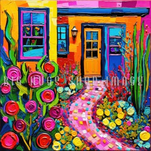 Fantasy Hacienda Ceramic Tile Art: Vibrant Home Decor