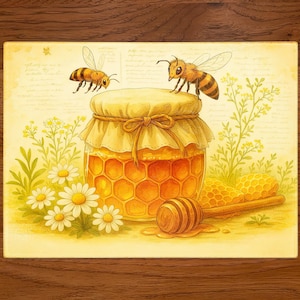 Honey Bee Art on Glass Cutting Board