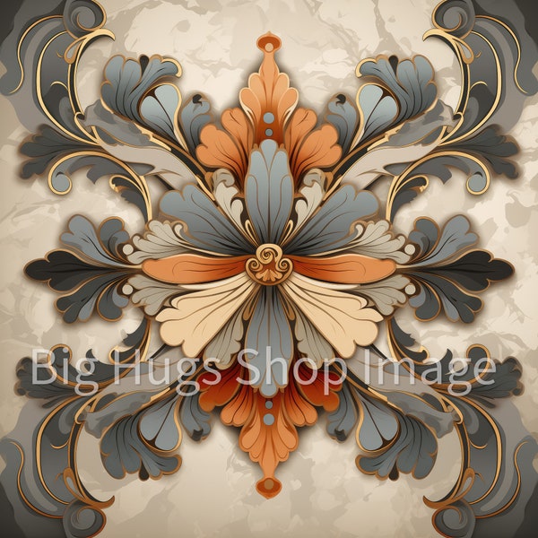 Art Nouveau Tile Art. Backsplash Series #20 on a 6x6, 8x8 (actual 7.8) or 12x12 (actual 11.8) inch Ceramic Tile.