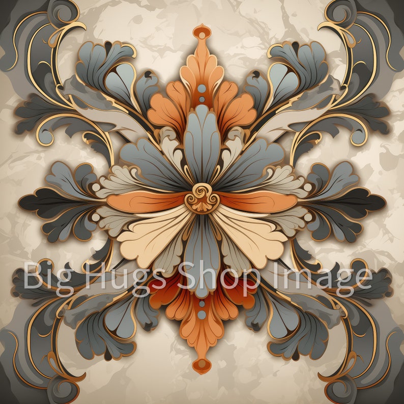 Art Nouveau Tile Art. Backsplash Series 20 on a 6x6, 8x8 actual 7.8 or 12x12 actual 11.8 inch Ceramic Tile. image 1