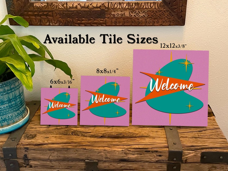 Mid Century Modern Welcome Ceramic Tile Art: Retro Home Decor - Etsy