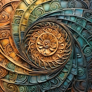 Art Nouveau Tile Art. Design #5 on a 6x6, 8x8 (actual 7.8) or 12x12 (actual 11.8) inch Ceramic Tile.