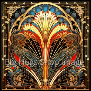 Roaring 20's Art Deco style design #3 on a 6x6, 8x8 (actual 7.8) or 12x12 (actual 11.8) inch Ceramic Tile. Free Shipping in the USA.
