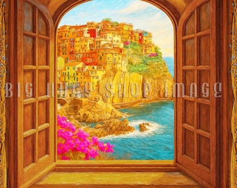Cinque Terre Italian Riviera Ceramic Tile Art: Window View - Etsy