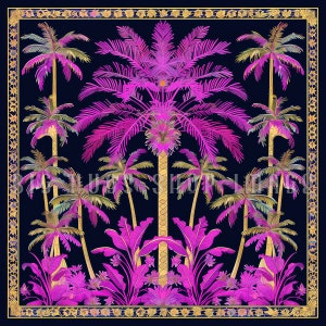 Abstract Palm Tree Ceramic Tile Art: Tropical Wall Decor