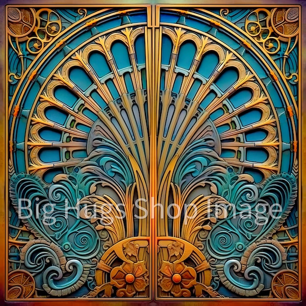 Roaring 20's Art Deco style design #7 on a 6x6, 8x8 (actual 7.8) or 12x12 (actual 11.8) inch Ceramic Tile. Free Shipping in the USA.