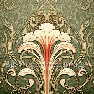Art Nouveau Tile Art. Backsplash Series #18 on a 6x6, 8x8 (actual 7.8) or 12x12 (actual 11.8) inch Ceramic Tile.