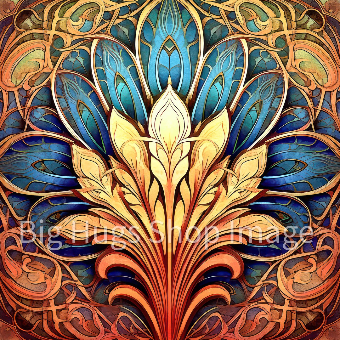 Roaring 20's Art Deco Style Design 13 on a 6x6, 8x8 actual 7.8 or 12x12