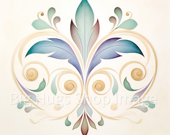 Art Nouveau Floral Ceramic Tile: Watercolor Style Backsplash Art