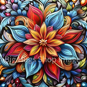 Abstract Flower design on a 6x6, 8x8 (actual 7.8) or 12x12 (actual 11.8) inch Ceramic Tile. Free Shipping in the USA.