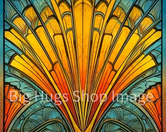 Roaring 20's Art Deco Style Design 19 on a 6x6, 8x8 actual 7.8 or 12x12