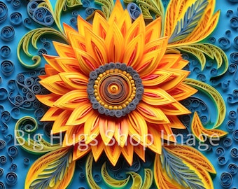 Abstract Colorful Sunflower design on a 6x6, 8x8 (actual 7.8) or 12x12 (actual 11.8) inch Ceramic Tile. Free Shipping in the USA.