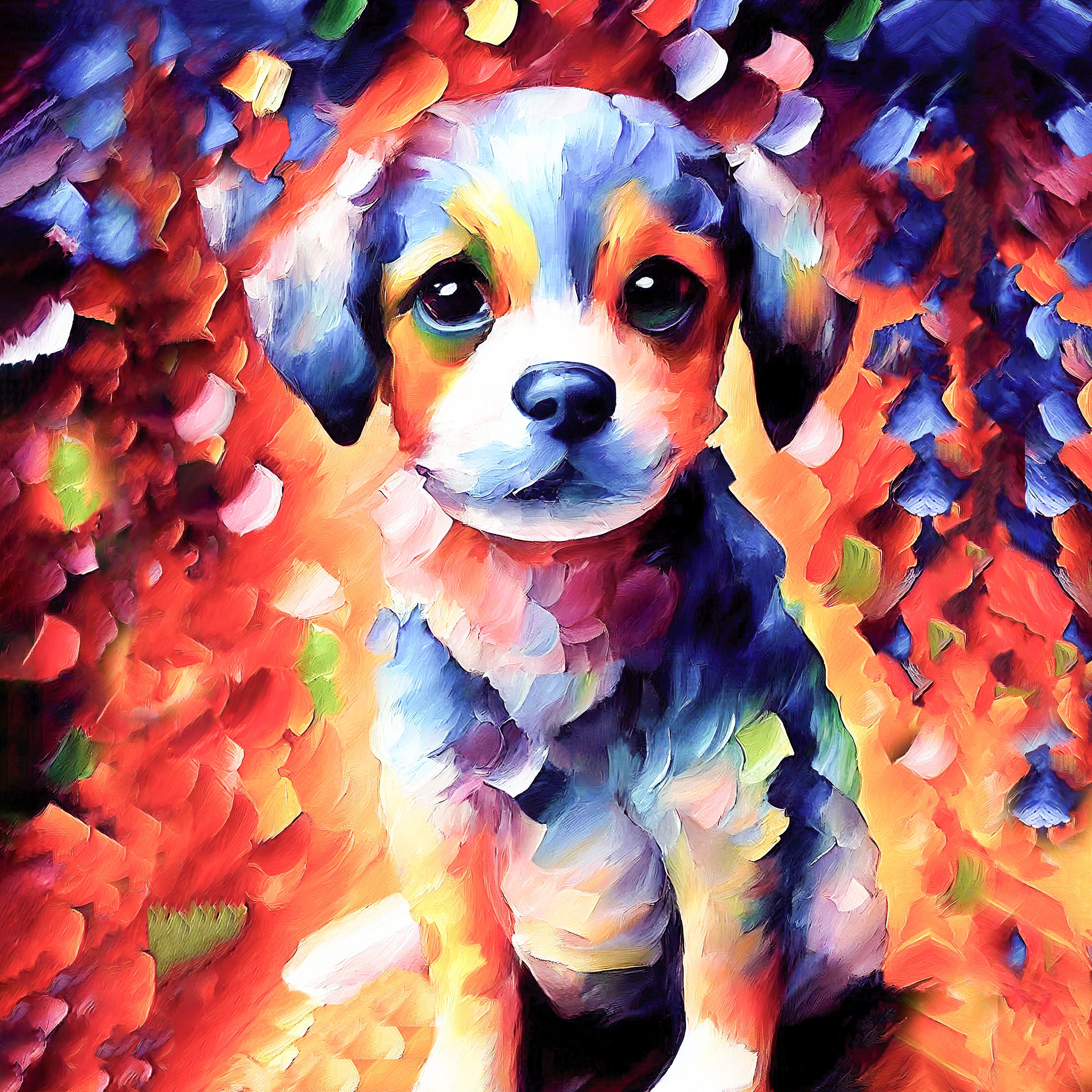Puppy Dog Art Tile: Colorful Brush Stroke Ceramic Decor - Etsy
