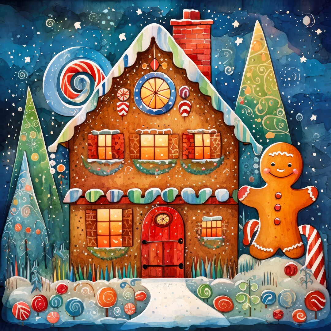 Holiday Gingerbread House Art Design on a 6x6, 8x8 actual 7.8 or 12x12