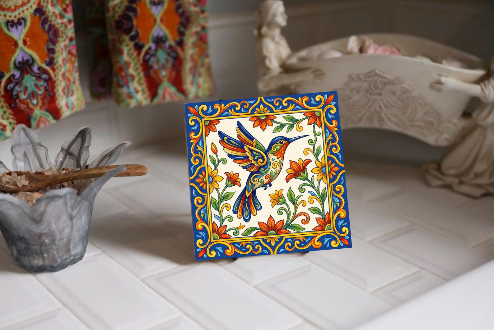 Hummingbird Tile Inlay Talavera Style Hummingbird Tile Design - Etsy