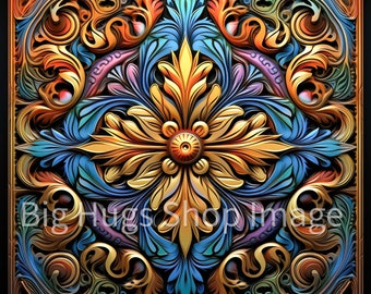 Art Nouveau Tile Art. Backsplash Series #21 on a 6x6, 8x8 (actual 7.8) or 12x12 (actual 11.8) inch Ceramic Tile.