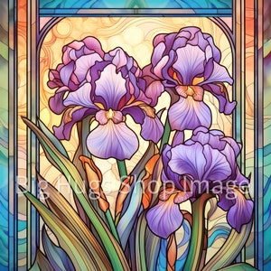 Art Deco Iris Flower Ceramic Tile: Roaring 20&#39;s Art Nouveau