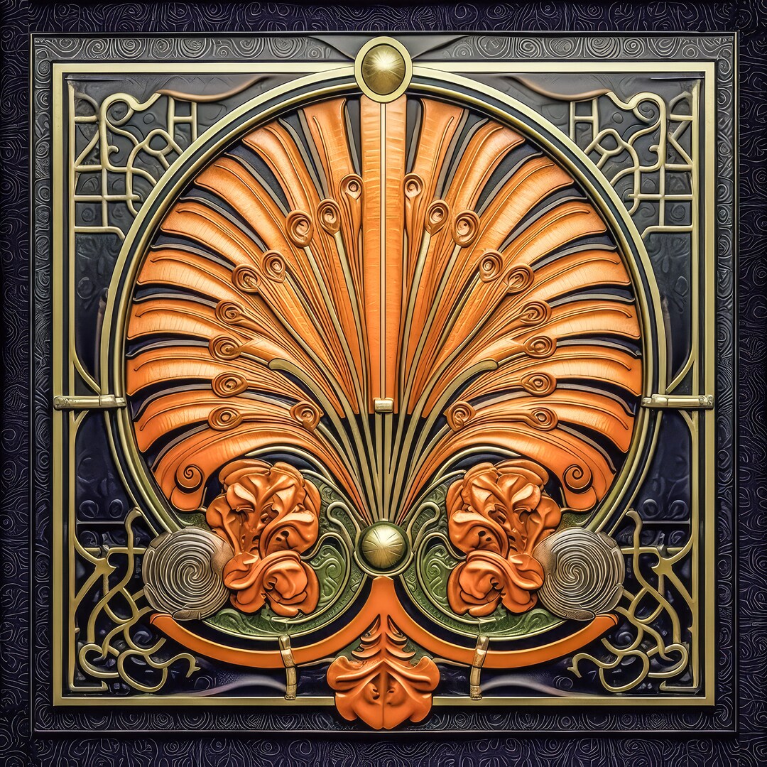 Roaring 20's Art Deco Style Design 17 on a 6x6, 8x8 actual 7.8 or 12x12