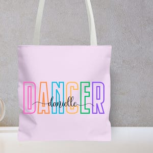 Personalized Dancer Tote Bag, Custom Dance Gift, Dance Teacher Bag, Ballerina Bag, Dance Team Gift, Trendy Dance Bag, Dance Student Gift