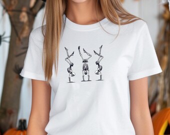 Halloween Gymnastics Shirt, Fall Gymnast Crewneck, Spooky Gymnastics Season Sweatshirt/Hoodie, Gymnastics Coach Tee, Gymnast Skeleton Shirt
