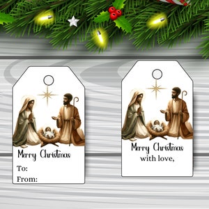 Druckbare schwarze Krippe Szene, O 'Hole Nacht frohe Weihnachten Geschenkanhänger, Instant Download Weihnachten Geschenkanhänger, Urlaub Party favor Anhänger
