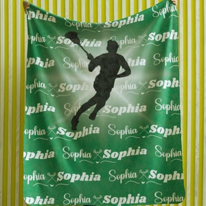 Personalized Lacrosse Blanket, Lightweight Custom Name Lacrosse Blanket, Lacrosse Team Gift, Lacrosse Player Gift, Lacrosse Player Blanket