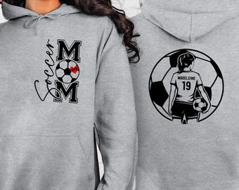 Personalized Soccer Mom Hoodie/Sweatshirt, Custom Name Soccer Mom Shirt, Soccer Mama Gift, Soccer Mom Tee, Soccer Game Day Shirt