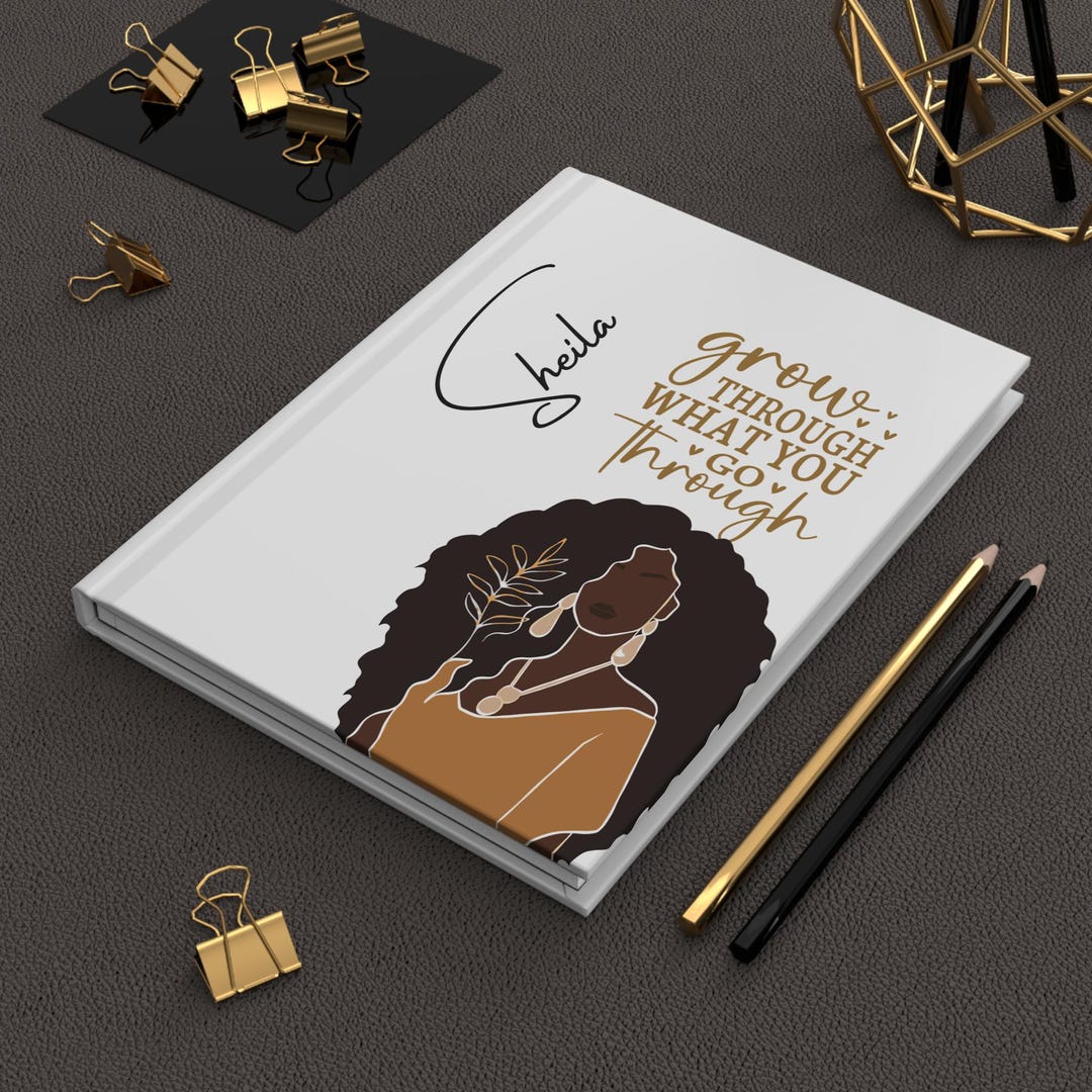 Personalized Black Woman Hardcover Journal, Motivational Journal ...