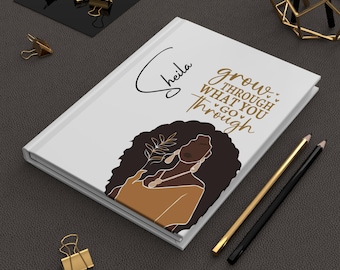 Personalized Black Woman Hardcover Journal, Motivational Journal, Custom African American Woman Notebook, Black Christian Woman Gift