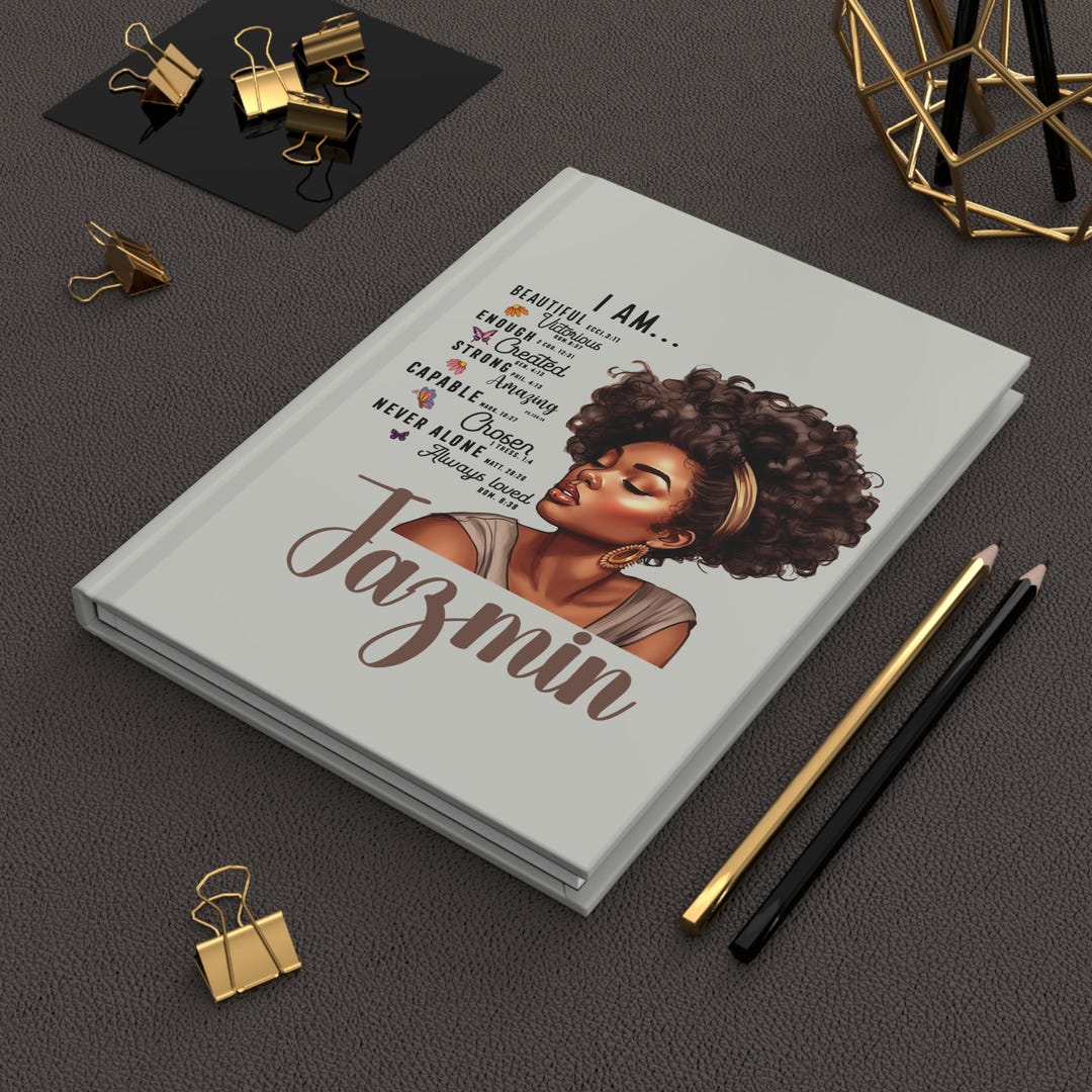 Personalized Black Woman Hardcover Journal, I AM Affirmations Notebook ...