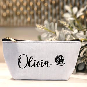 Personalized Cheerleader Cosmetic Pouch, Custom Cheer Team Makeup Bag, Cheerleader Toiletry Bag, Competitive Cheer Gift, Cheer Team Gift,