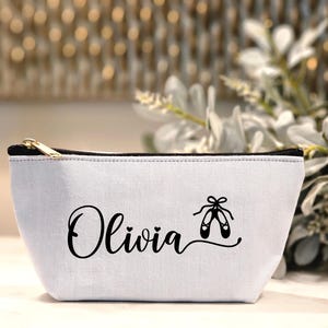 Personalized Dancer Cosmetic Pouch, Custom Name Dance Team Makeup Bag, Ballet Toiletry Bag, Ballerina Gift, Gift for Dance Teacher