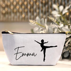 Personalized Dancer Cosmetic Pouch, Dancer Makeup Bag, Ballerina Toiletry Bag, Competitive Dancer Gift, Custom Dance Makeup Pouch