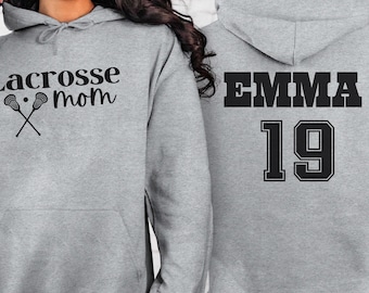 Personalized Lacrosse Mom Hoodie/Sweatshirt, Custom Name Lacrosse Mom Shirt, Soccer Lacrosse Gift, Lacrosse Mom Tee, Lacrosse Game Day Shirt